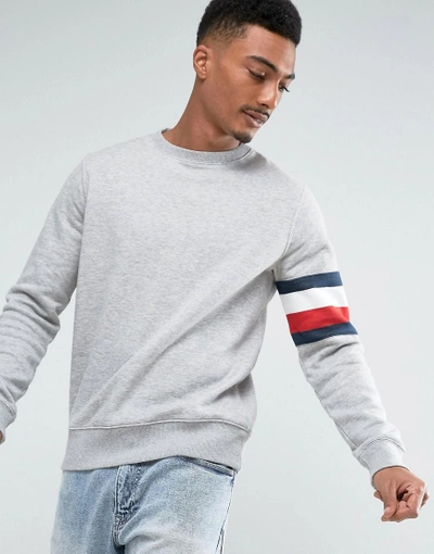 Tommy Hilfiger Brody Sweater With Icon Arm Stripe Detail In Gray - Gray |  ModeSens