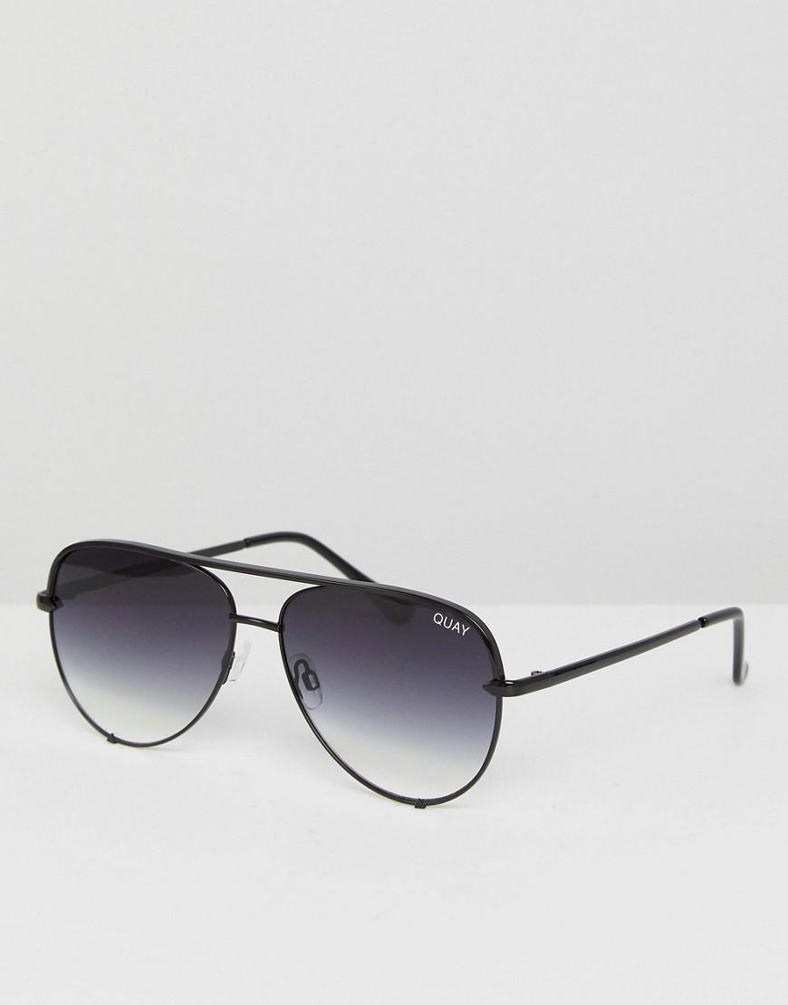 Quay High Key Mini Aviator Sunglasses In Black Fade ModeSens