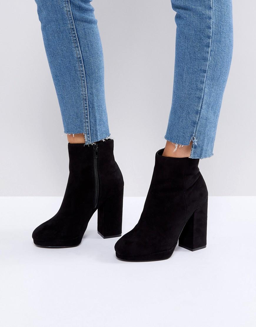 New Look Platform Heeled Ankle Boot - Black | ModeSens