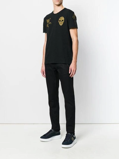 Shop Alexander Mcqueen Skull And Rose Embroidered T-shirt