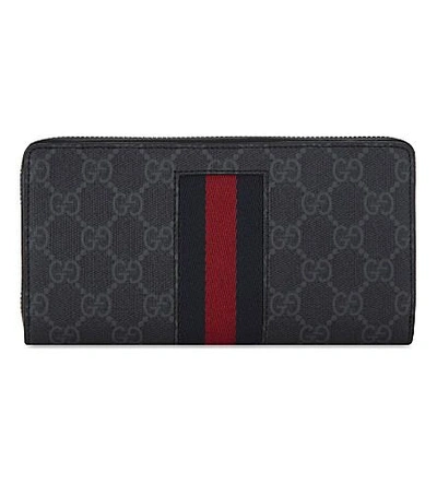 Shop Gucci Supreme Zip Around Wallet In Red Black