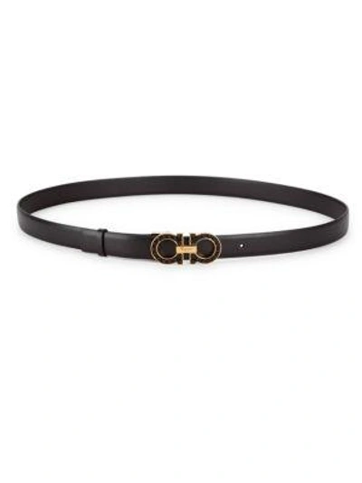 Shop Ferragamo Beaded Gancini Leather Belt In Black