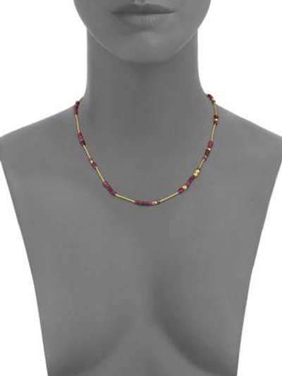 Shop Gurhan Women's Delicate Rain Ruby & 24k Yellow Gold Beaded Necklace In Gold/ruby