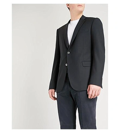 Shop Armani Collezioni M-line Wool Jacket In Navy