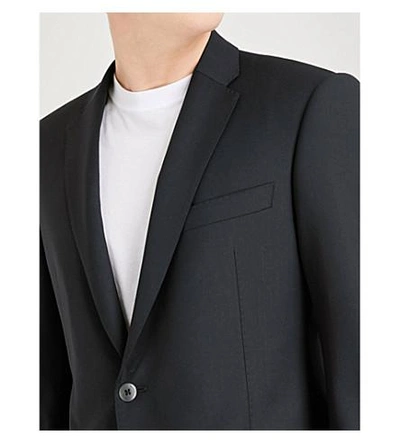 Shop Armani Collezioni M-line Wool Jacket In Navy