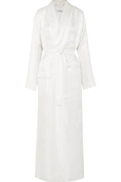 Shop Givenchy Belted Satin-jacquard Robe In White