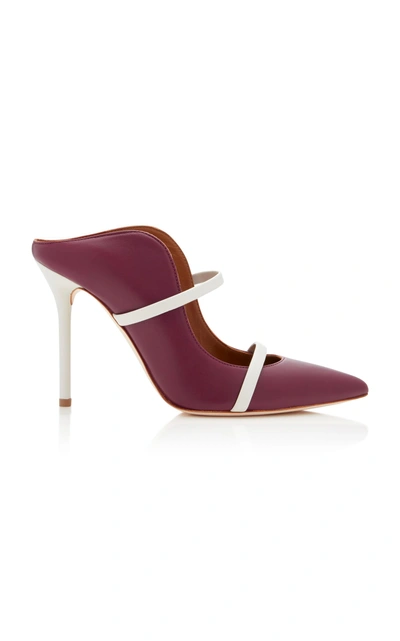 Shop Malone Souliers Maureen Nappa Leather Two-strap Pump Mule In Burgundy
