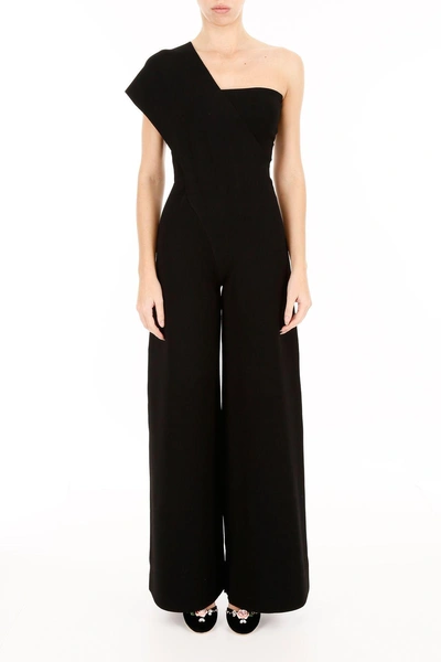 Shop Stella Mccartney Knit One-shoulder Jumpsuit In Blacknero