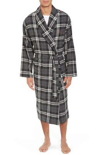 Shop Polo Ralph Lauren Flannel Cotton Robe In Grand Plaid/ Red