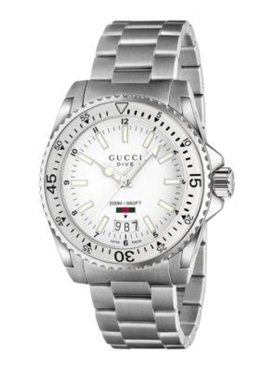 Shop Gucci Dive Stainless Steel Bracelet Watch In Silver