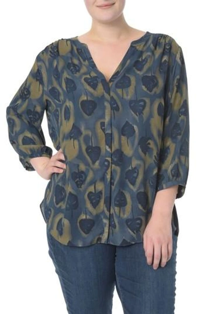 Shop Nydj High/low Blouse In Fall Passage Navy