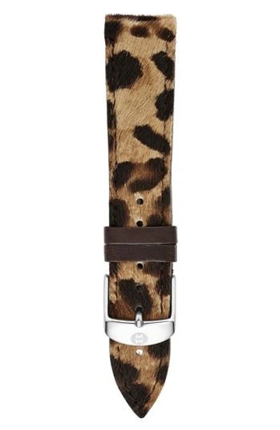 Shop Michele 16mm Calfskin Leather Watch Strap In Leopard Print