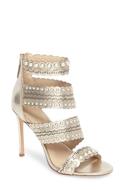 Shop Pour La Victoire Ellura Scalloped Strap Sandal In Champagne Leather