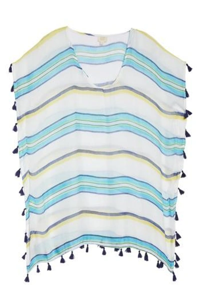 Shop Surf Gypsy Stripe Tassel Cover-up Poncho In Bright Stripe