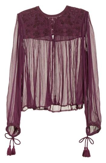purple sheer blouse