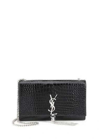 Shop Saint Laurent Medium Kate Leather Crossbody Bag In Noir