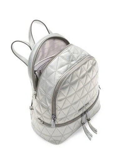 Shop Michael Michael Kors Rhea Zip Medium Backpack In Silver