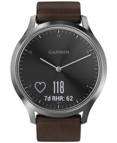 Shop Garmin Vivomove Hr Brown Leather Strap Hybrid Smart Watch 43mm