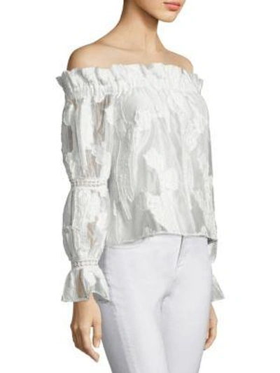 Alexis Raza Off-the-shoulder Long-sleeve Embroidered Top In White | ModeSens
