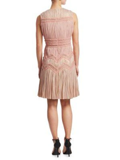 Shop J Mendel Sleeveless Multi-pleated Sheath Dress In Blush