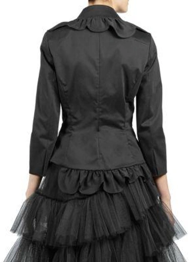 Shop Simone Rocha Scallop Frilled Fitted Jacket In Black