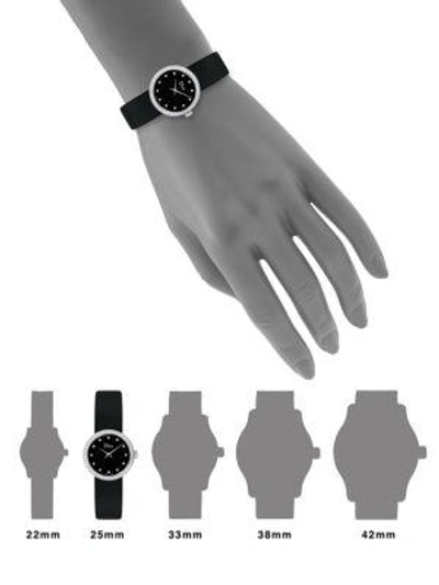 Shop Dior La D De  Diamond, Stainless Steel & Satin Strap Watch In Black