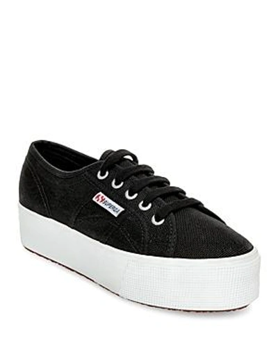 Shop Superga Lace Up Platform Sneakers In Black/white