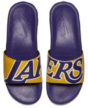 nike benassi purple and gold