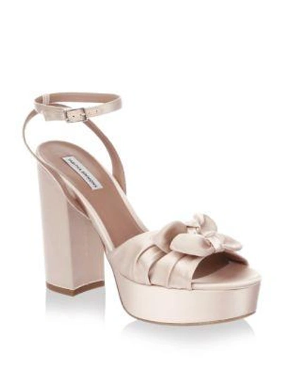Shop Tabitha Simmons Knot Satin Platform Sandals In Rose