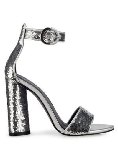 Shop Kendall + Kylie Giselle Sparkle High Heel Sandals In Silver