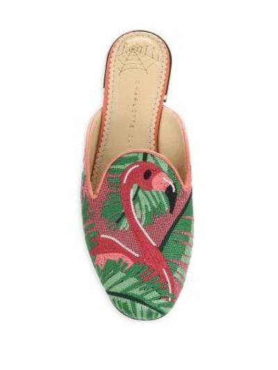 Shop Charlotte Olympia Bird Canvas Mules In Multi