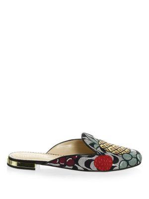 Charlotte Olympia Round Toe Canvas Flats In Multi | ModeSens