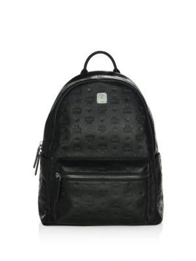 Mcm Ottomar Monogrammed Leather Backpack - Black