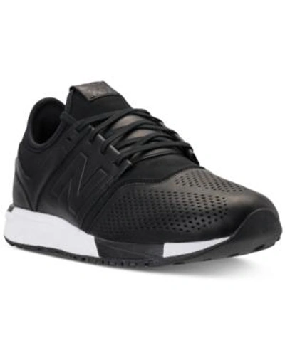 Shop New Balance Men's 247 Leather Casual Sneakers From Finish Line In Black/black