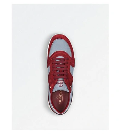 Shop Valentino Hive Suede And Mesh Sneakers In Wine Comb