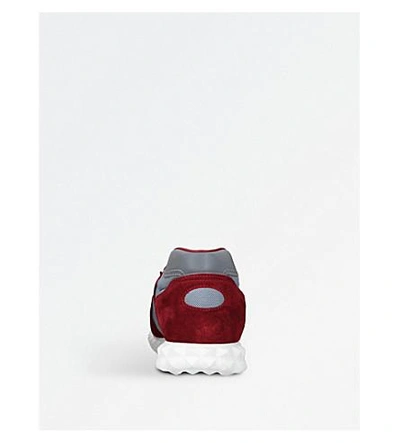 Shop Valentino Hive Suede And Mesh Sneakers In Wine Comb