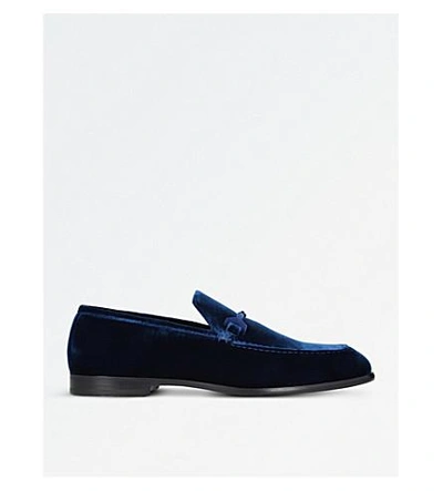 Shop Jimmy Choo Marti Velvet Loafers In Navy