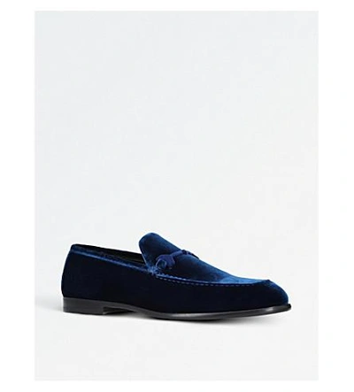 Shop Jimmy Choo Marti Velvet Loafers In Navy