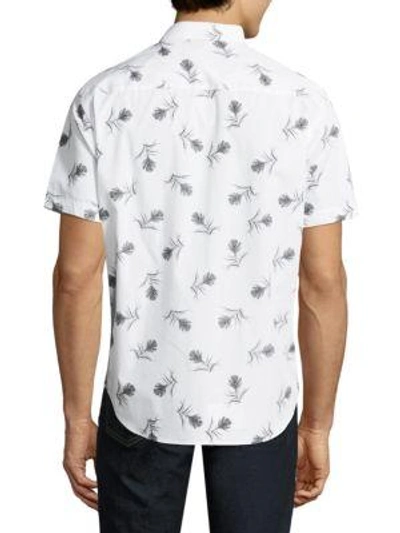 Shop Theory Feather-print Button-down Shirt In White Multi