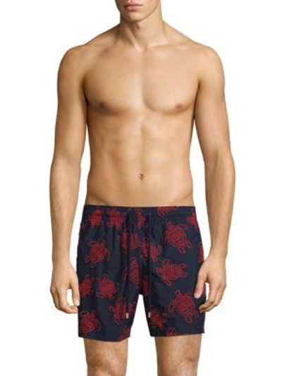 Shop Vilebrequin Turtle-embroidered Trunks In Navy