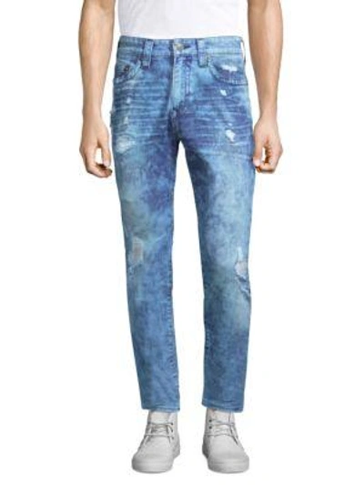 Shop True Religion Tapered Distressed Skinny Fit Jeans In Light Blue