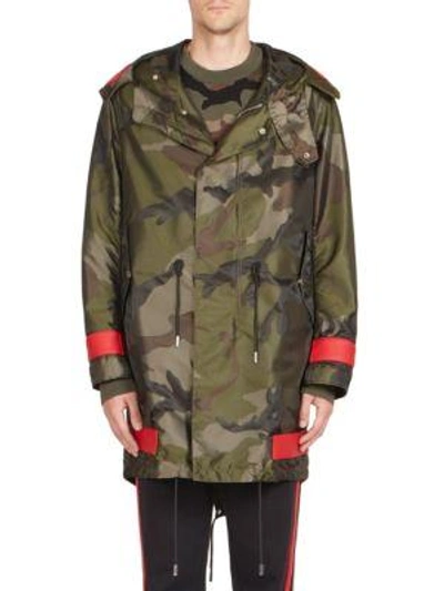 Shop Givenchy Camouflage Contrast-trim Parka In Green Camo
