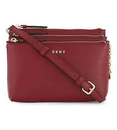 Shop Dkny Bryant Park Leather Cross-body Bag In Scarlet