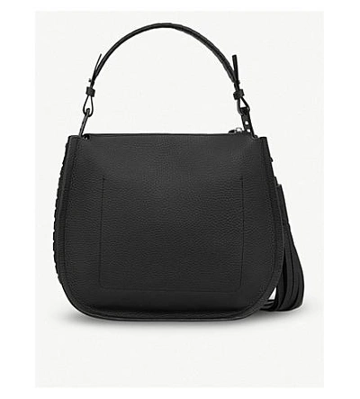Shop Allsaints Mori Leather Hobo Bag In Black