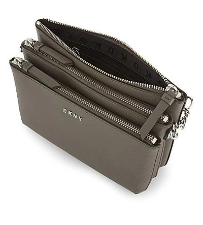 Shop Dkny Bryant Park Leather Cross-body Bag In Grey