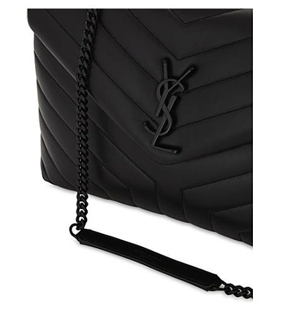 Shop Saint Laurent Loulou Monogram Leather Shoulder Bag In Black/black