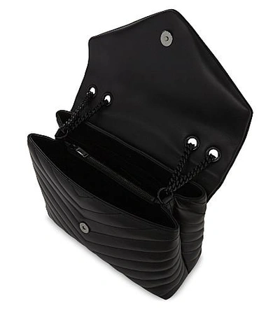 Shop Saint Laurent Loulou Monogram Leather Shoulder Bag In Black/black