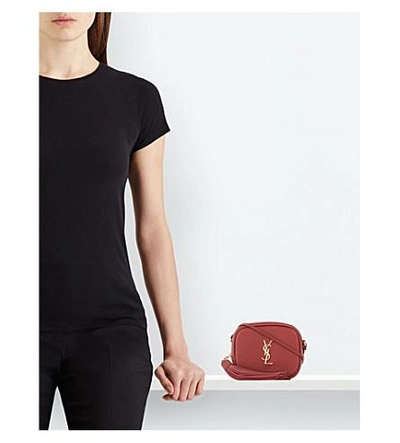 Shop Saint Laurent Blogger Leather Shoulder Bag In Pallisandre