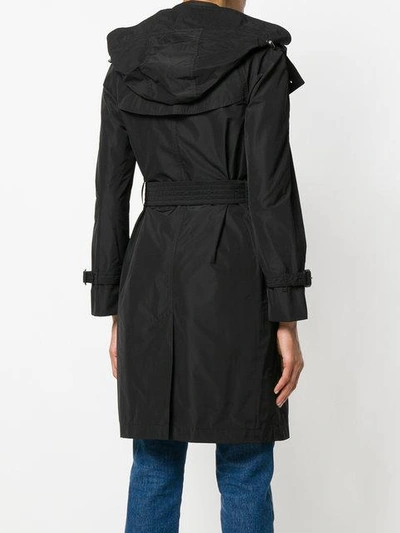 Shop Burberry Detachable Hood Taffeta Trench Coat In Black