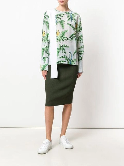 Shop Stella Mccartney Palm Leaf And Parrot Print Top In White